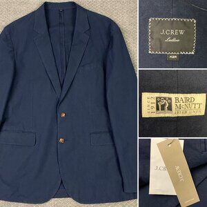 J. Crew Ludlow Slim Baird McNutt Blazer Sport Coat Men's 42R Navy Linen Cotton